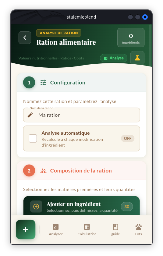 Calculateur Rations StiemieBlend