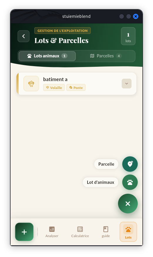 Lots & Parcelles — NutriRation Pro