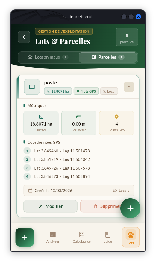 Détail parcelle GPS